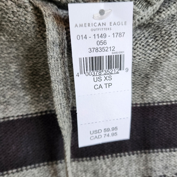 Ae | The Super Soft Striped Hooded Sweater Hoodie Mens XS Gray Black - Picture 8 of 9